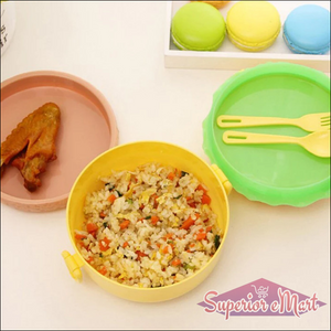 Burger Shape Lunch Box – Double Layer 1000ml Food Container with 2 Spoons for Kids - Superior eMart