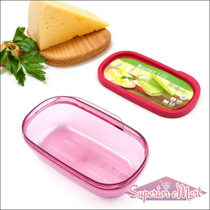 Superior eMart butter container for kitchen in pink with cheese on a wooden board