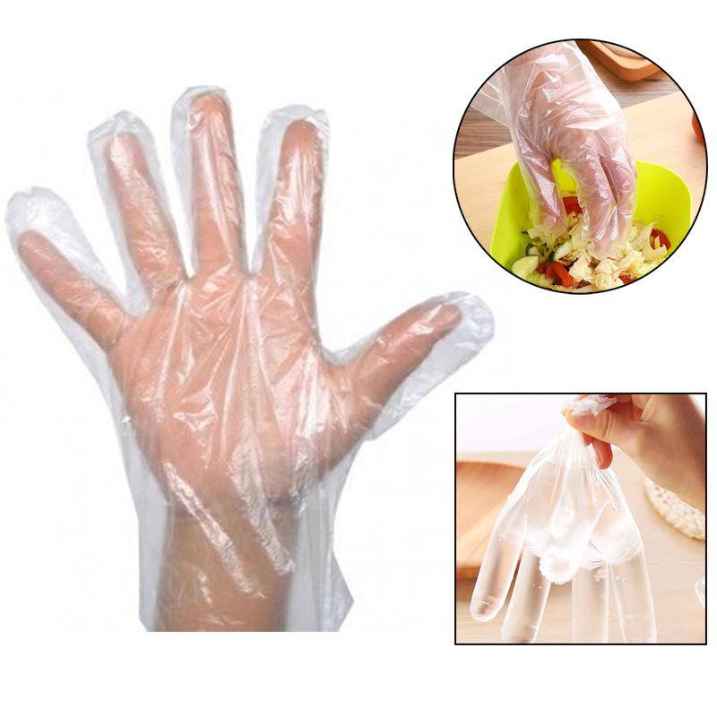 0670 Plastic Transparent Disposable Clear Gloves (White) (100pc) - Superior eMart