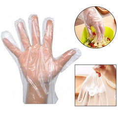 0670 Plastic Transparent Disposable Clear Gloves (White) (100pc) - Superior eMart