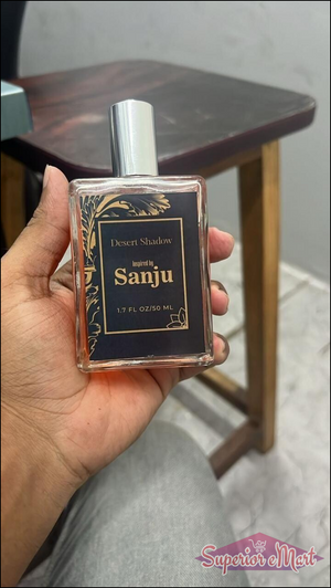 Desert Shadows perfume bottle inspired by Sanju with elegant packaging and 1.7 fl oz of fragrance