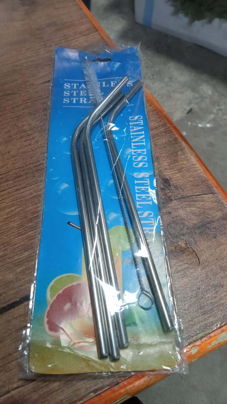 Reusable Stainless Steel Drinking Straws Bent (4 Bent Straws, 1 Brush) - 1733_5pc_bent_straw_cmb