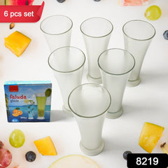 Faluda, ice cream, Juicer and Water Glasses Set of 6 Transparent, D - 8219_faluda_pla_glass_6pc_300ml