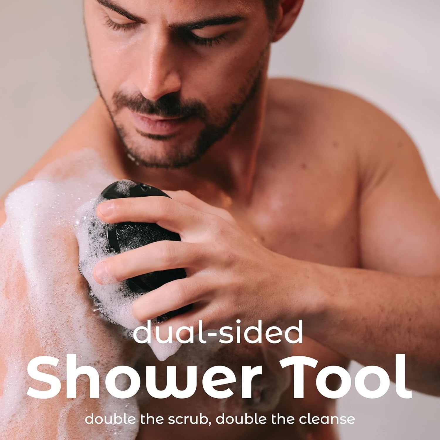 Shower Tool Duo 2-1 Shower Loofah Sponge and Exfoliating Body Scrubber for Showe - 12607_2in1_bath_loofah_n_scrubber