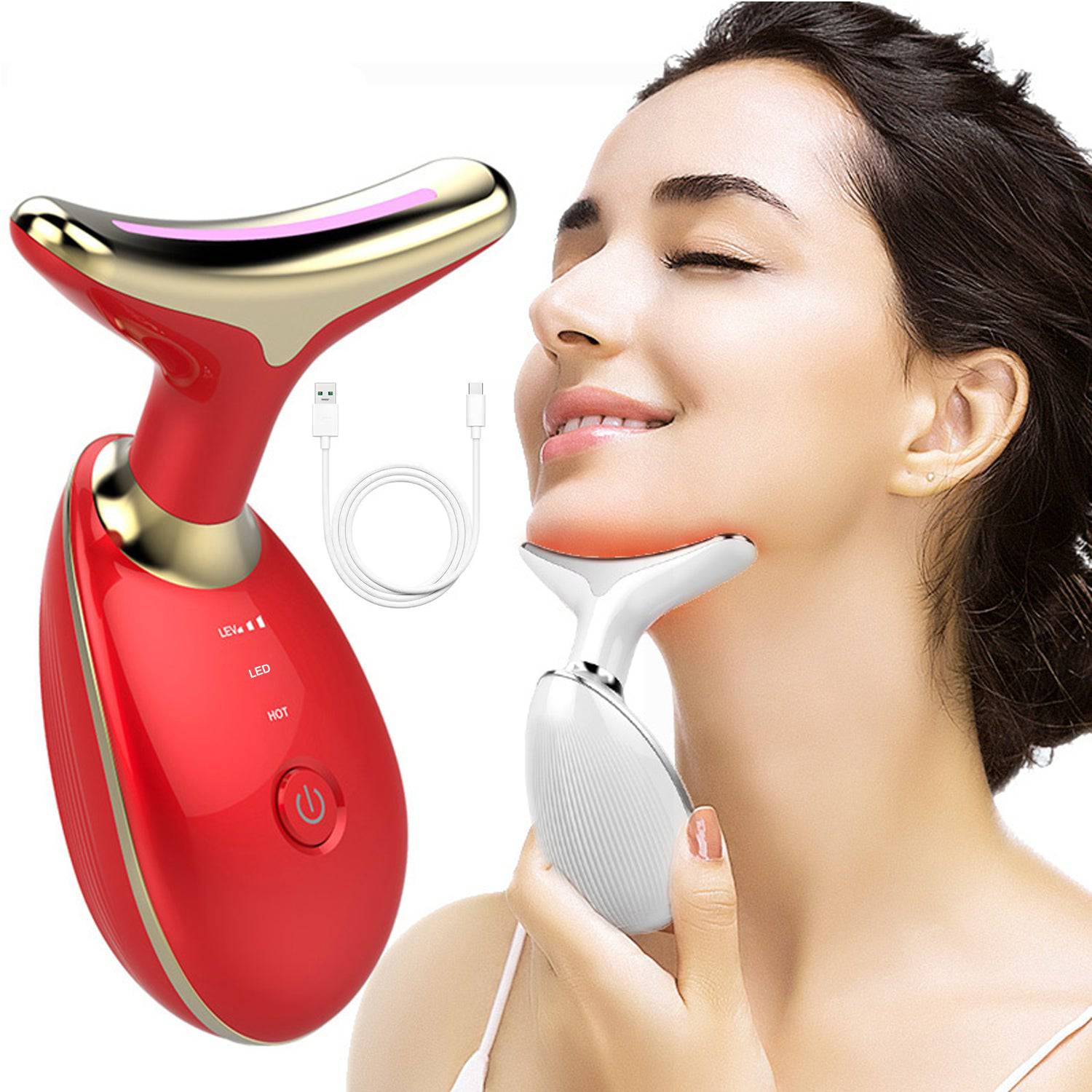 Electric Face Massager Wrinkle Remover Led Photon Face Beauty Device (1 Pc) - Superior eMart