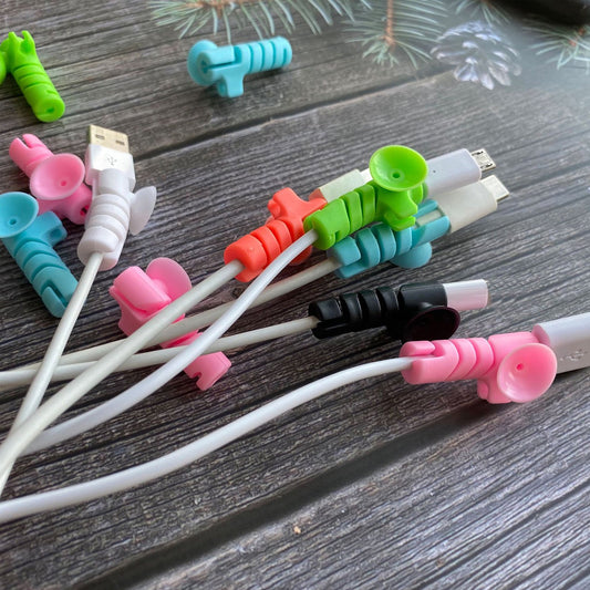 Colorful cable cord protector set for organizing and preventing cable damage