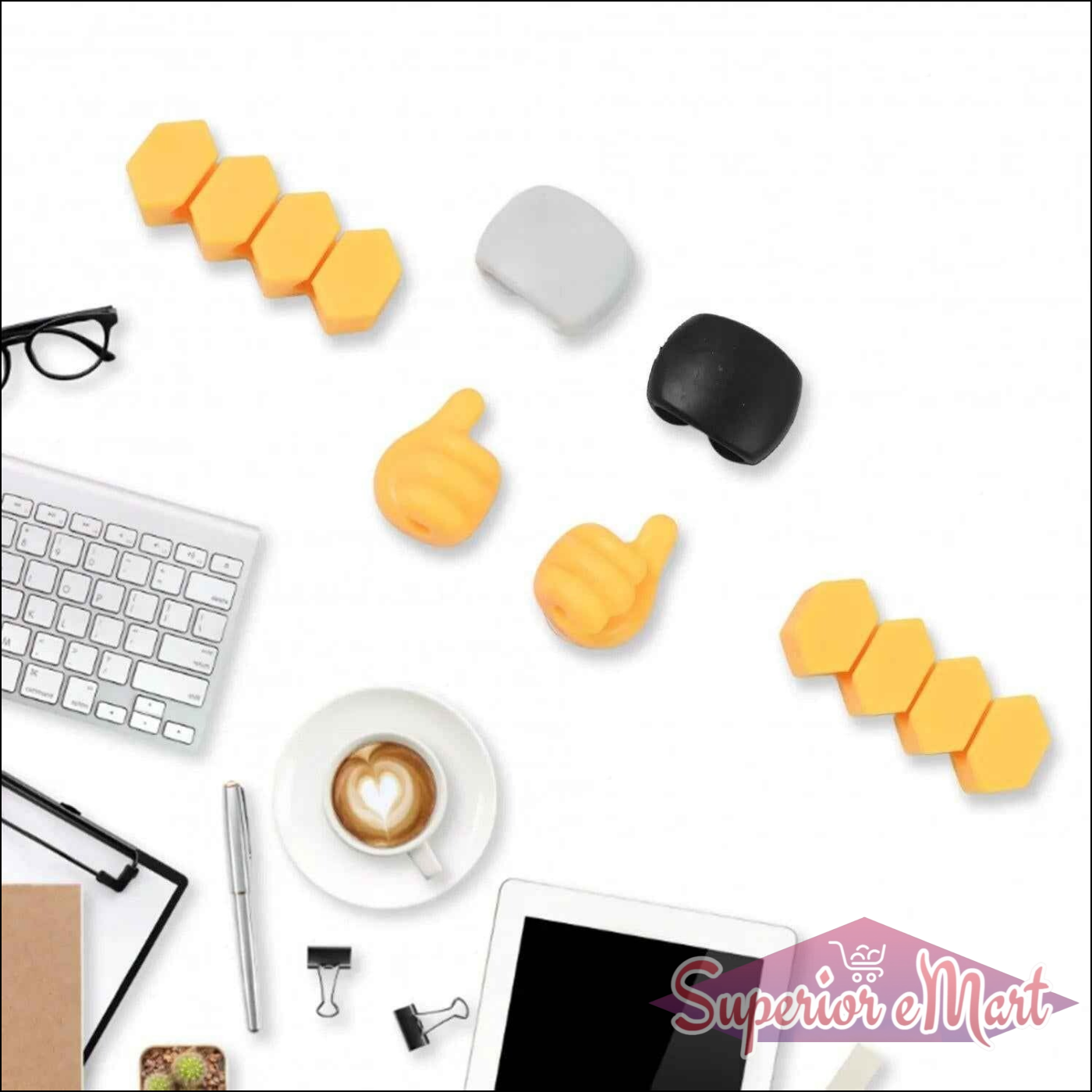 Cable Organizer Self Adhesive Mix 8 Pcs - Superior eMart