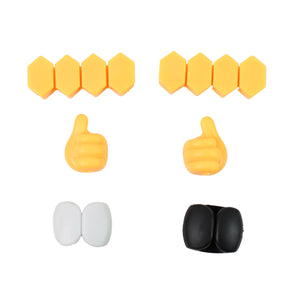 Colorful cable organizer self adhesive set featuring hexagonal shapes and thumbs up designs