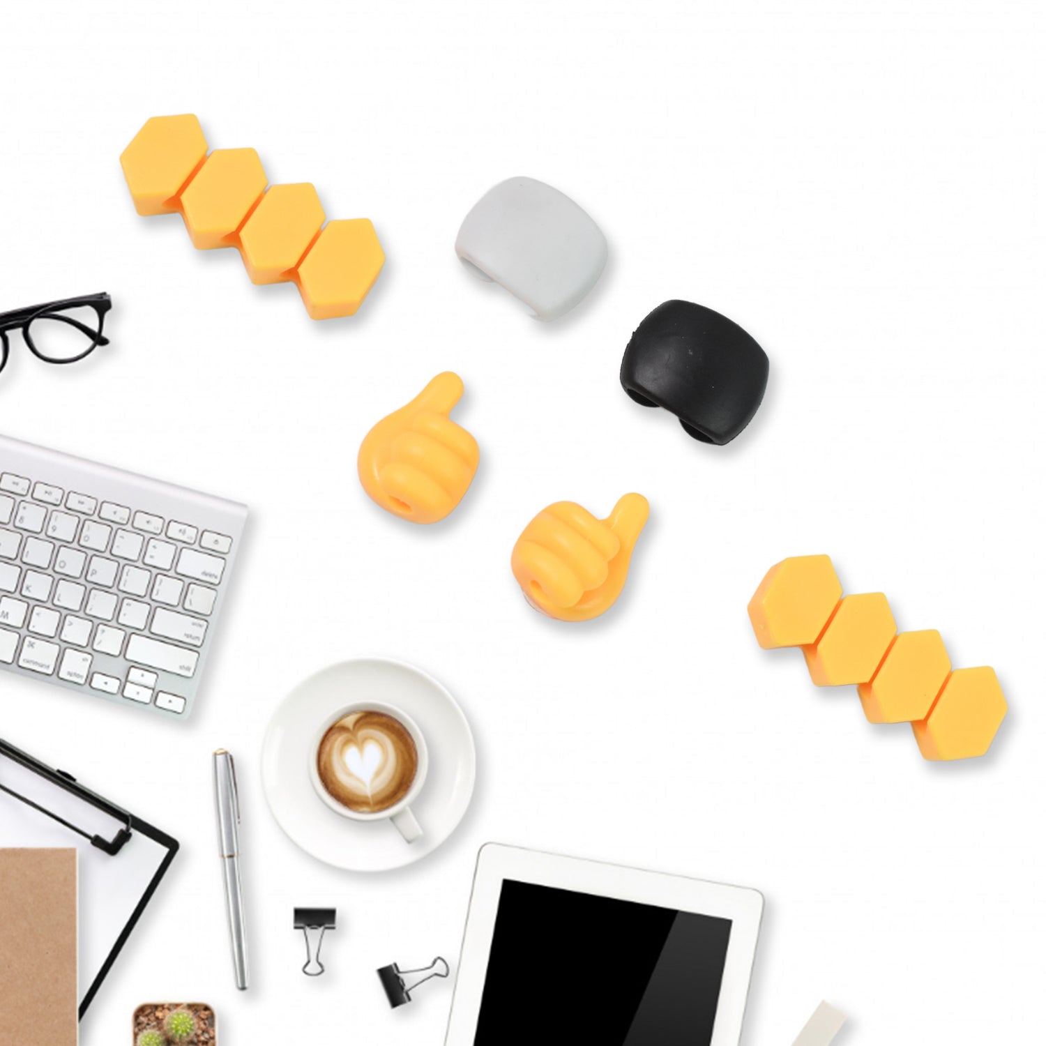 Cable organizer self adhesive in various shapes for tidy workspace management