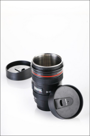 Camera Lens Shaped Coffee Mug Flask With Lid - Superior eMart