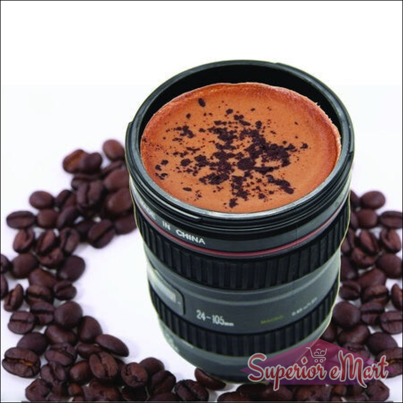 Camera Lens Shaped Coffee Mug Flask With Lid - Superior eMart