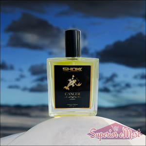 Cancer Zodiac Unisex Perfume 50ml by SHOK with a stylish design against a scenic background