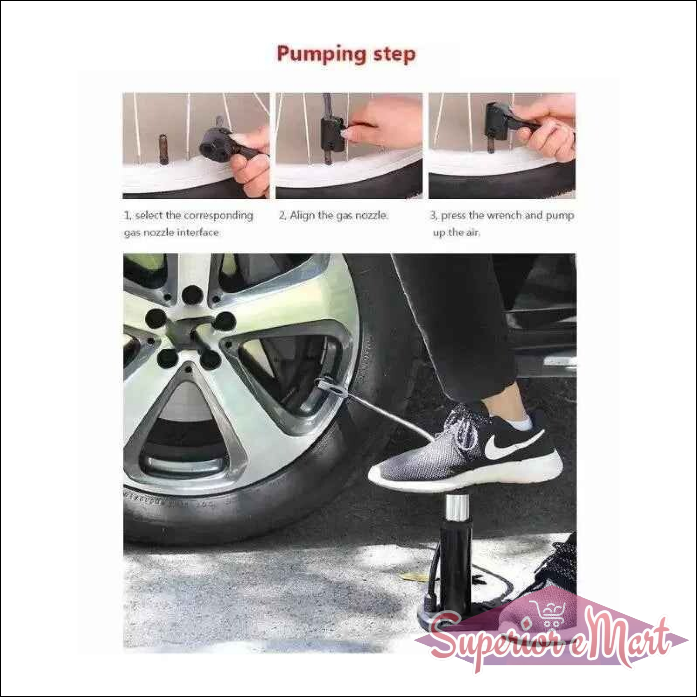 Car and Bike Tire Inflator with Gauge - Superior eMart