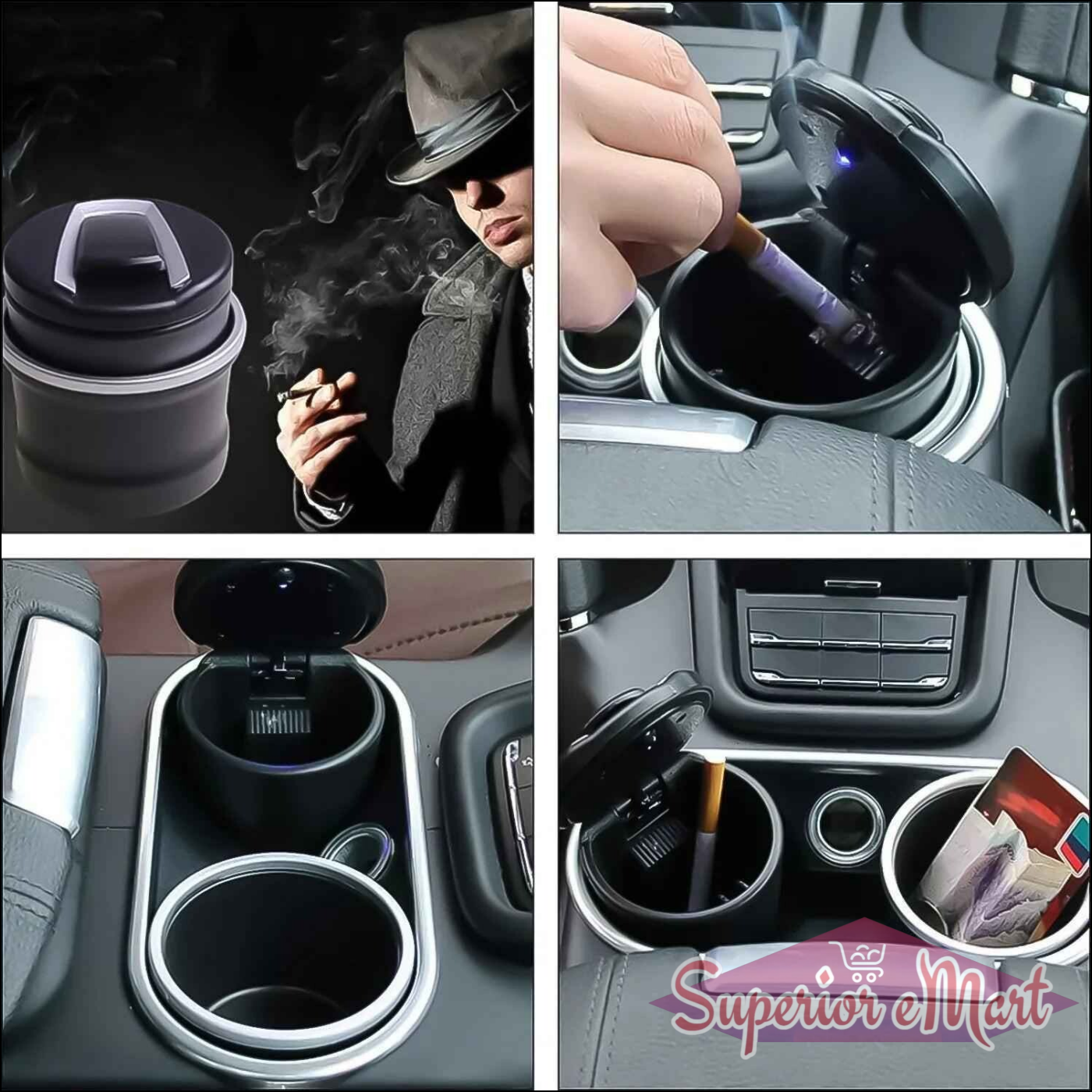Car Ashtray With Lid for Vehicles, Featuring a Sleek Design and Convenient Use in Cup Holders
