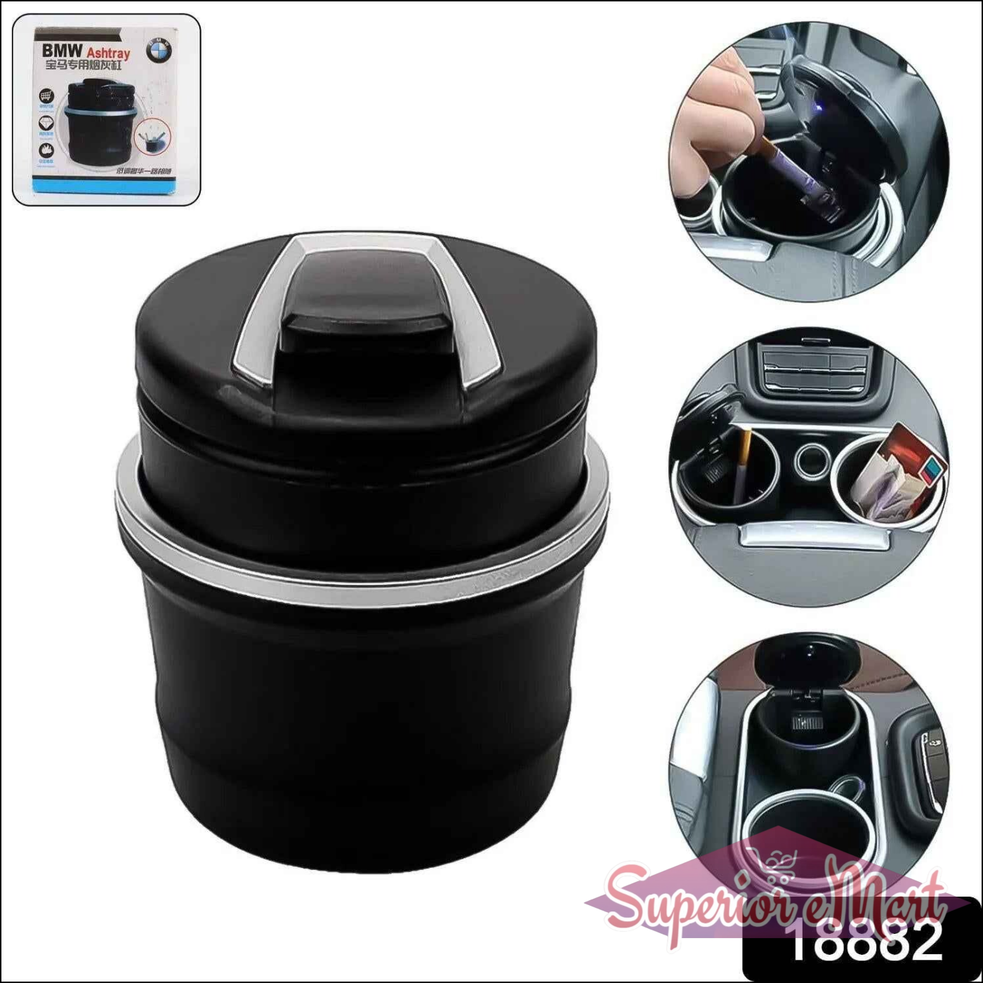 Car Ashtray With Lid in Black for Clean and Convenient Use in Vehicles