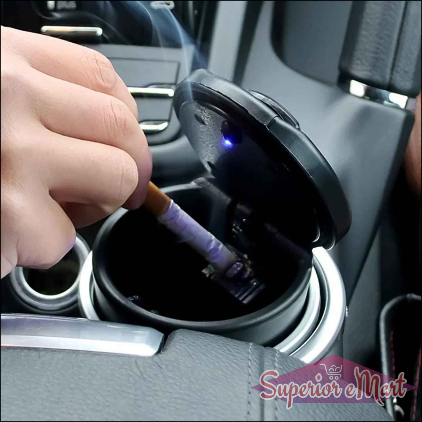 Car Ashtray With Lid designed for vehicles to contain ashes and prevent spills while driving