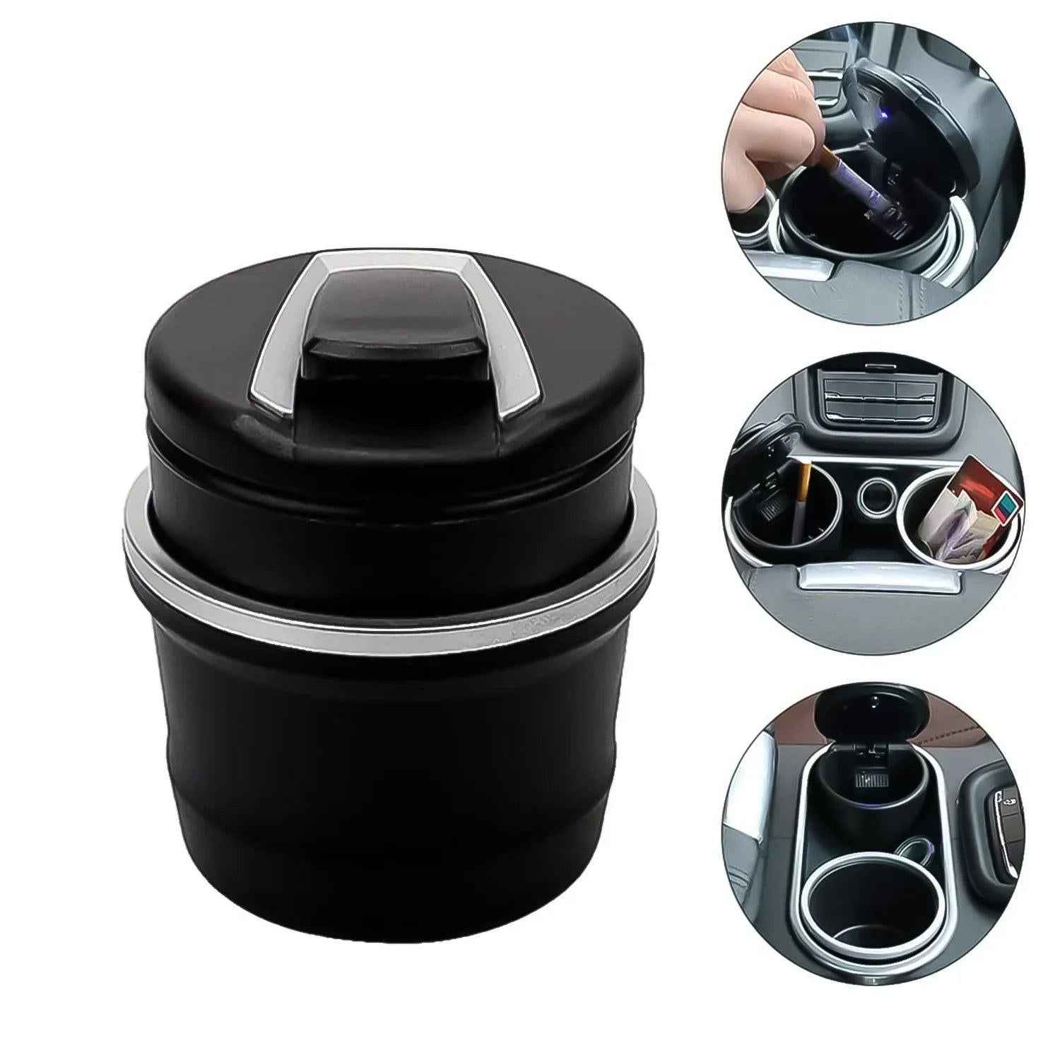 Black Car Ashtray With Lid for Vehicles, Convenient and Stylish Design for Easy Use
