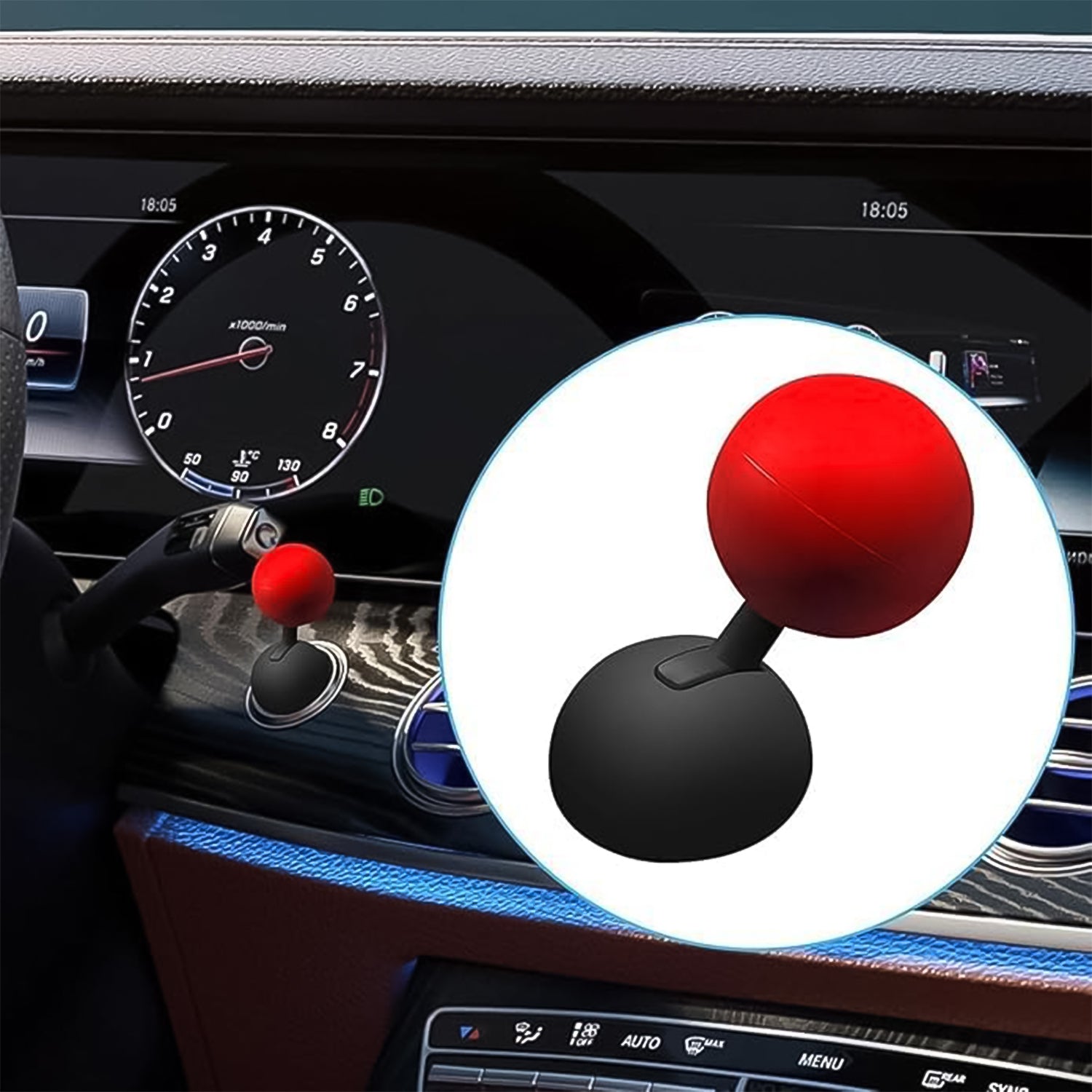 Car push start button cover in red and black for a stylish automotive interior upgrade