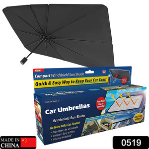 Compact umbrella car sun shade for windshields, easy to use and store, keeps your car cool