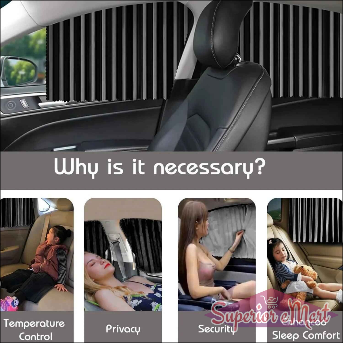 Car Window Sunshade Curtains Set - Superior eMart