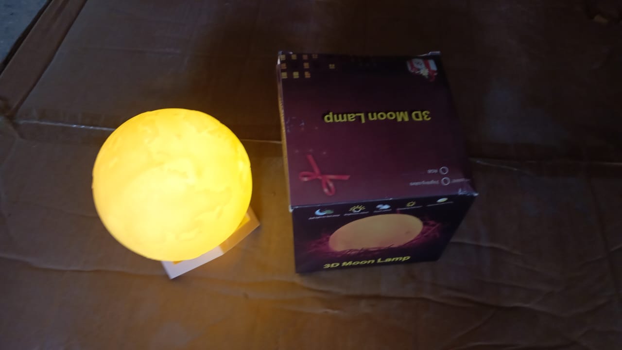 3D Moon Night Lamp with Stand (Color Box /  White & Yellow Light / 1 Pc) - 12905_3d_moon_lamp_n_color_box