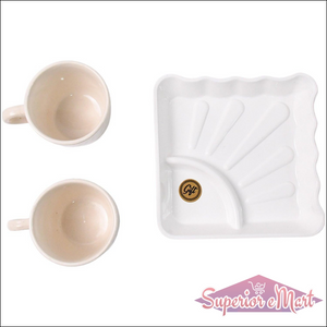 Ceramic Tea Cup Set with Tray, 3 Pcs - Superior eMart