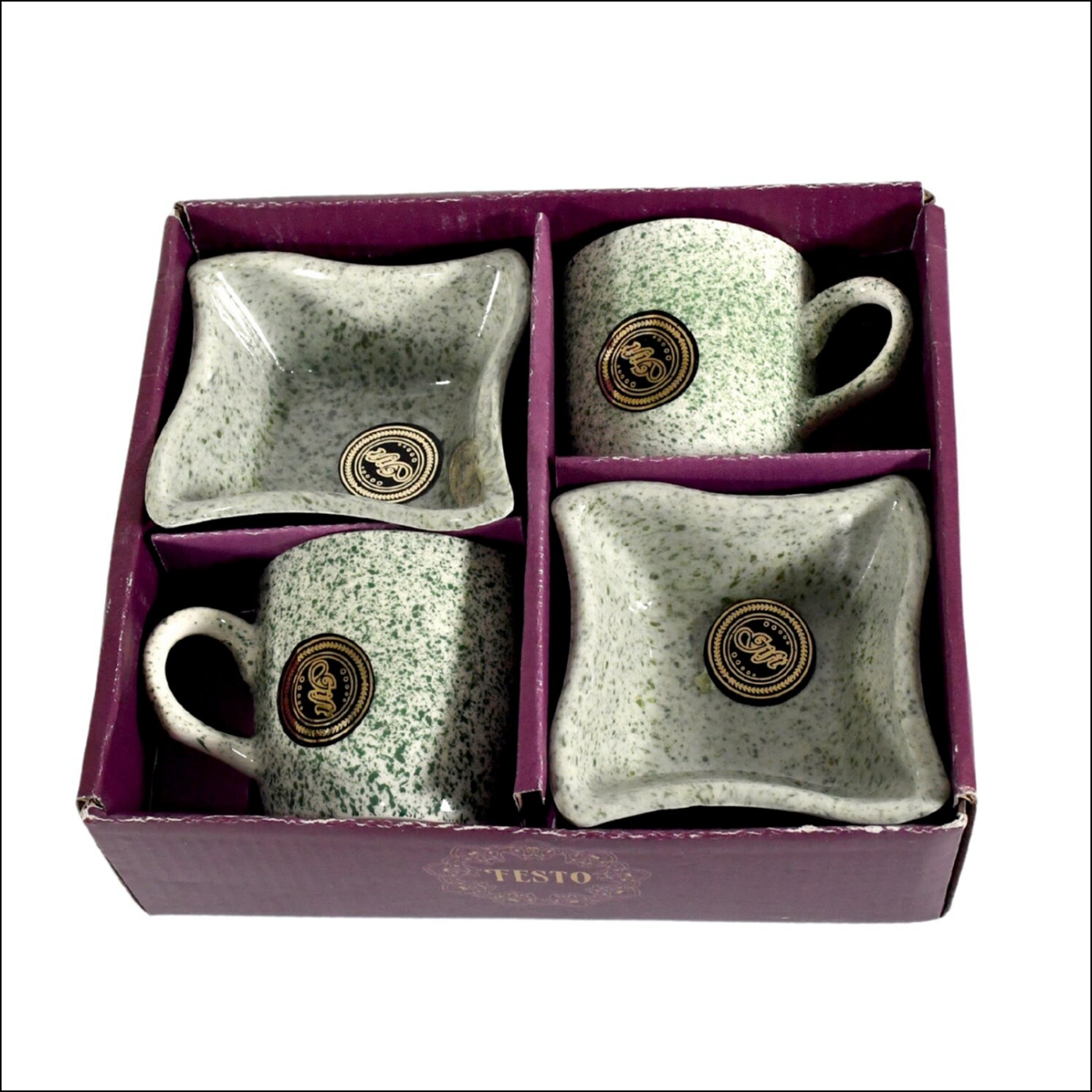 8224 Festo Ceramic Tea  Cups  Mug Set Including Snacks  Serving Bowl Milk Cup Coffee Cup Tea Cup Breakfast Cup Drinking Mug Or Outdoor For Household Gift For Birthday Wedding Party (4 Pcs Set)
