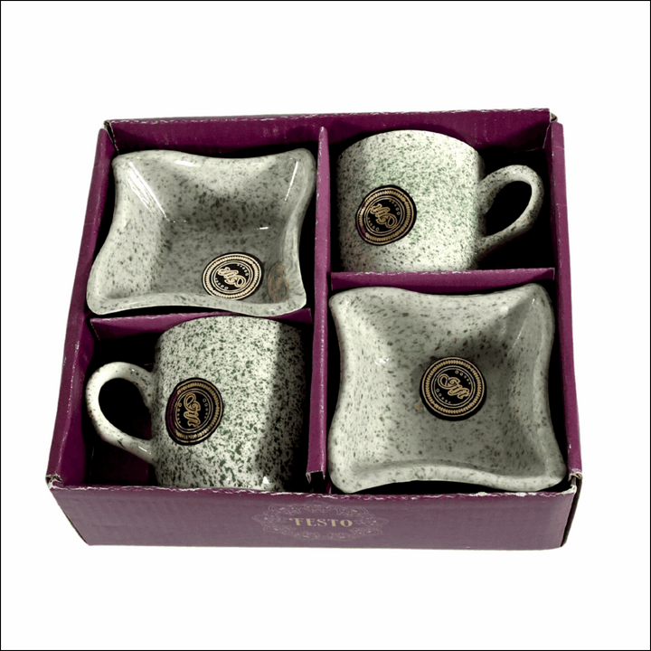 8224 Festo Ceramic Tea  Cups  Mug Set Including Snacks  Serving Bowl Milk Cup Coffee Cup Tea Cup Breakfast Cup Drinking Mug Or Outdoor For Household Gift For Birthday Wedding Party (4 Pcs Set)