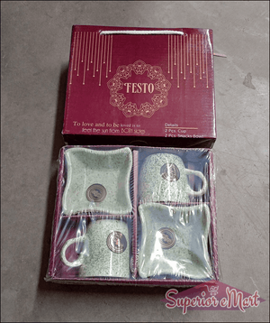 8224 Festo Ceramic Tea  Cups  Mug Set Including Snacks  Serving Bowl Milk Cup Coffee Cup Tea Cup Breakfast Cup Drinking Mug Or Outdoor For Household Gift For Birthday Wedding Party (4 Pcs Set)
