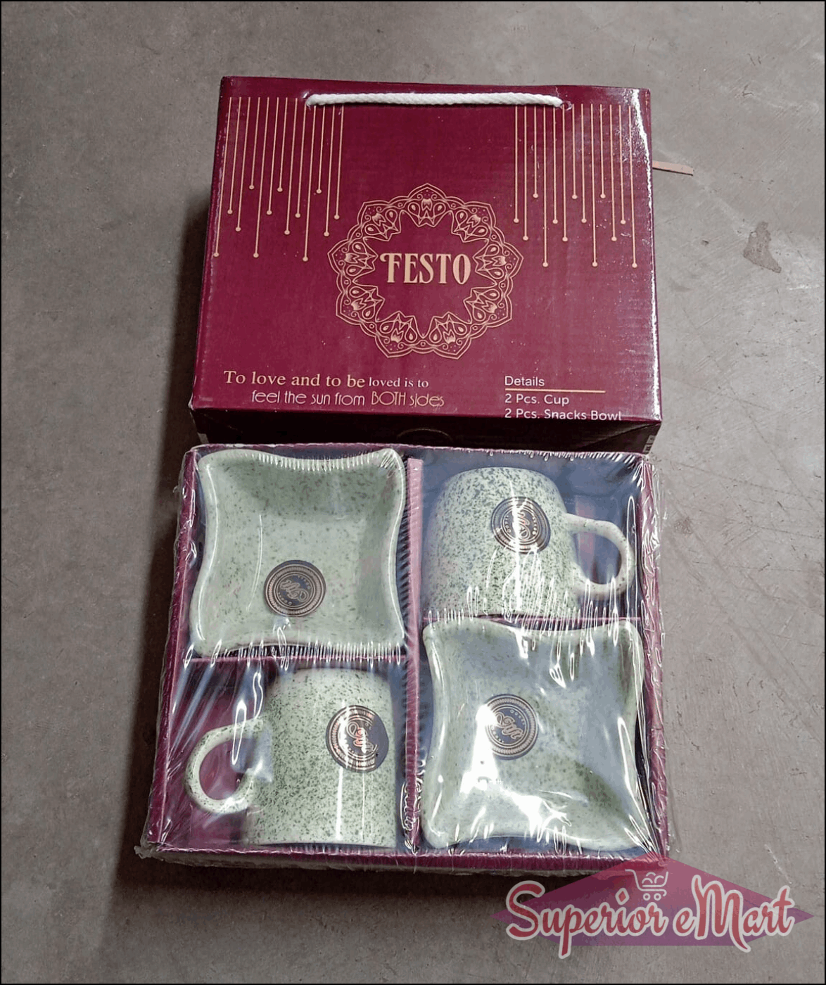 8224 Festo Ceramic Tea  Cups  Mug Set Including Snacks  Serving Bowl Milk Cup Coffee Cup Tea Cup Breakfast Cup Drinking Mug Or Outdoor For Household Gift For Birthday Wedding Party (4 Pcs Set)