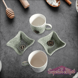 8224 Festo Ceramic Tea  Cups  Mug Set Including Snacks  Serving Bowl Milk Cup Coffee Cup Tea Cup Breakfast Cup Drinking Mug Or Outdoor For Household Gift For Birthday Wedding Party (4 Pcs Set)