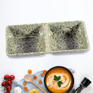 Ceramic tea cups with snacks platter set featuring a stylish two-compartment design