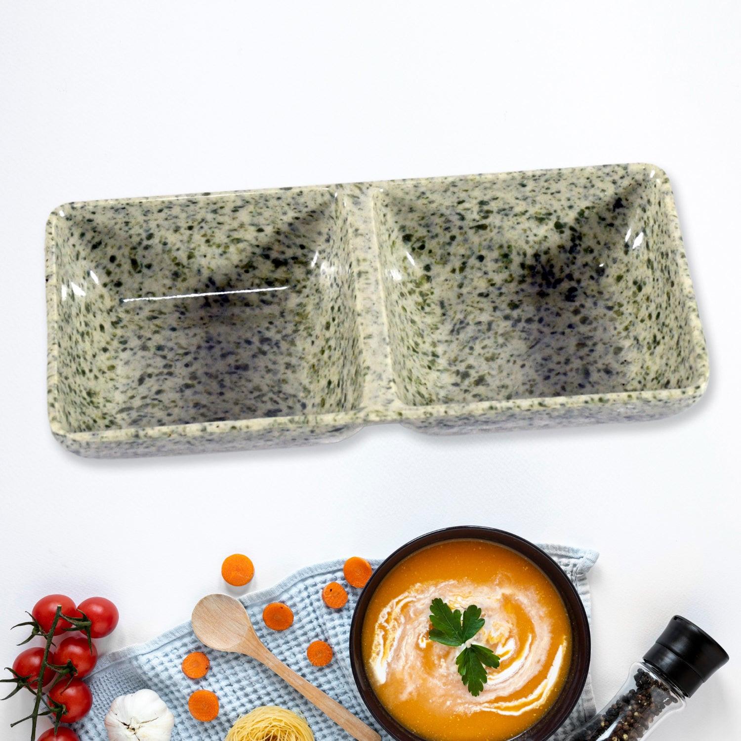Ceramic tea cups with snacks platter set featuring a stylish two-compartment design