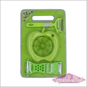 Superior eMart multipurpose chopping board set with apple slicer and peelers in vibrant green color