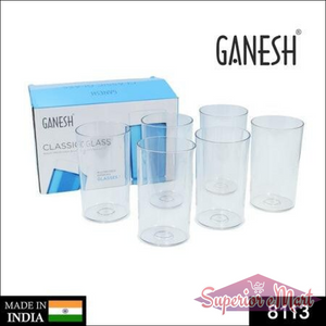 Classic glass set of 6 clear drinking glasses in a box from Superior eMart for home use