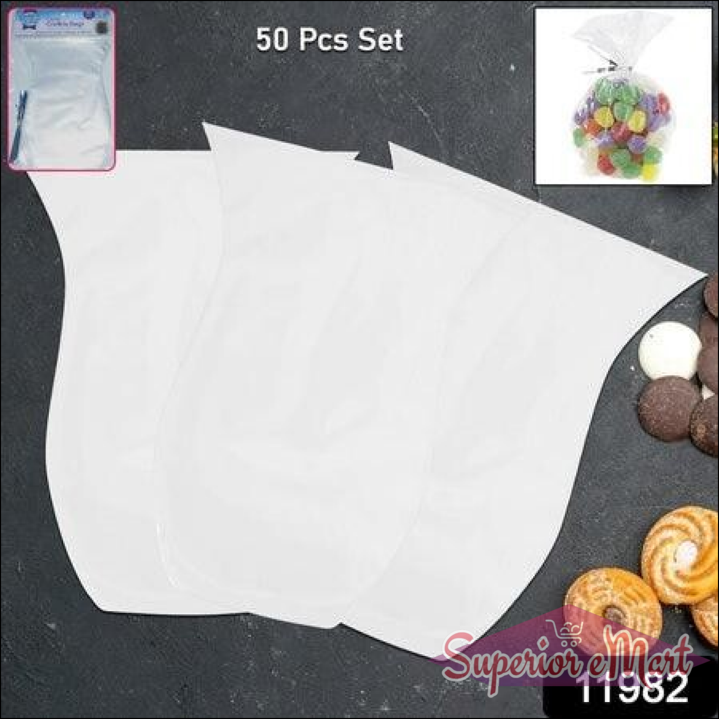 Clear Cookie Bags | Gift Bag | Clear Flat Treat Bags (50 Pc Set) - Superior eMart