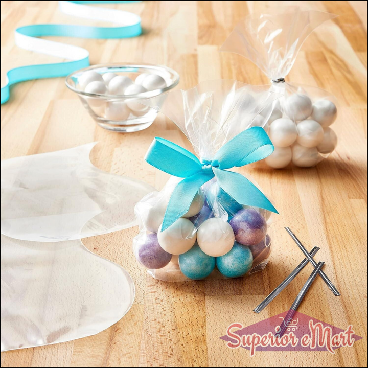 Clear Cookie Bags | Gift Bag | Clear Flat Treat Bags (50 Pc Set) - Superior eMart