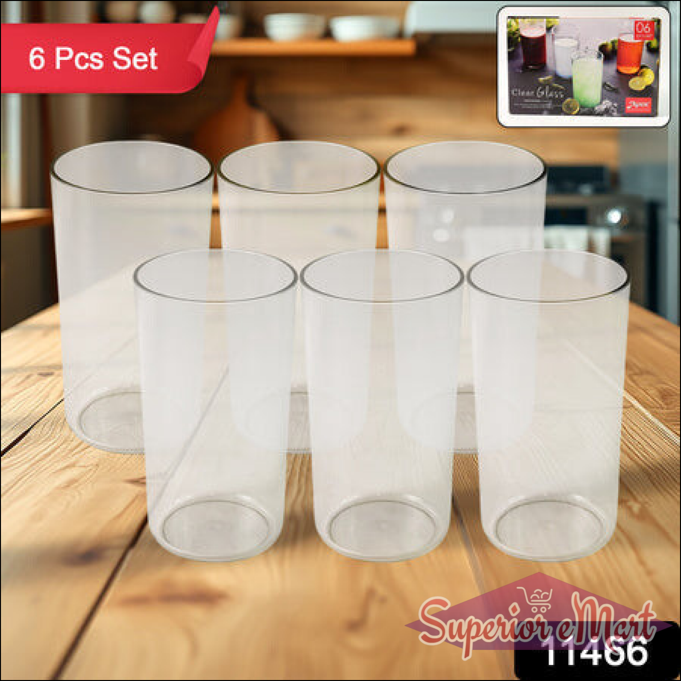 6 Pcs Set of Unbreakable Glass Set Ideal for Everyday Use in Home and Kitchen