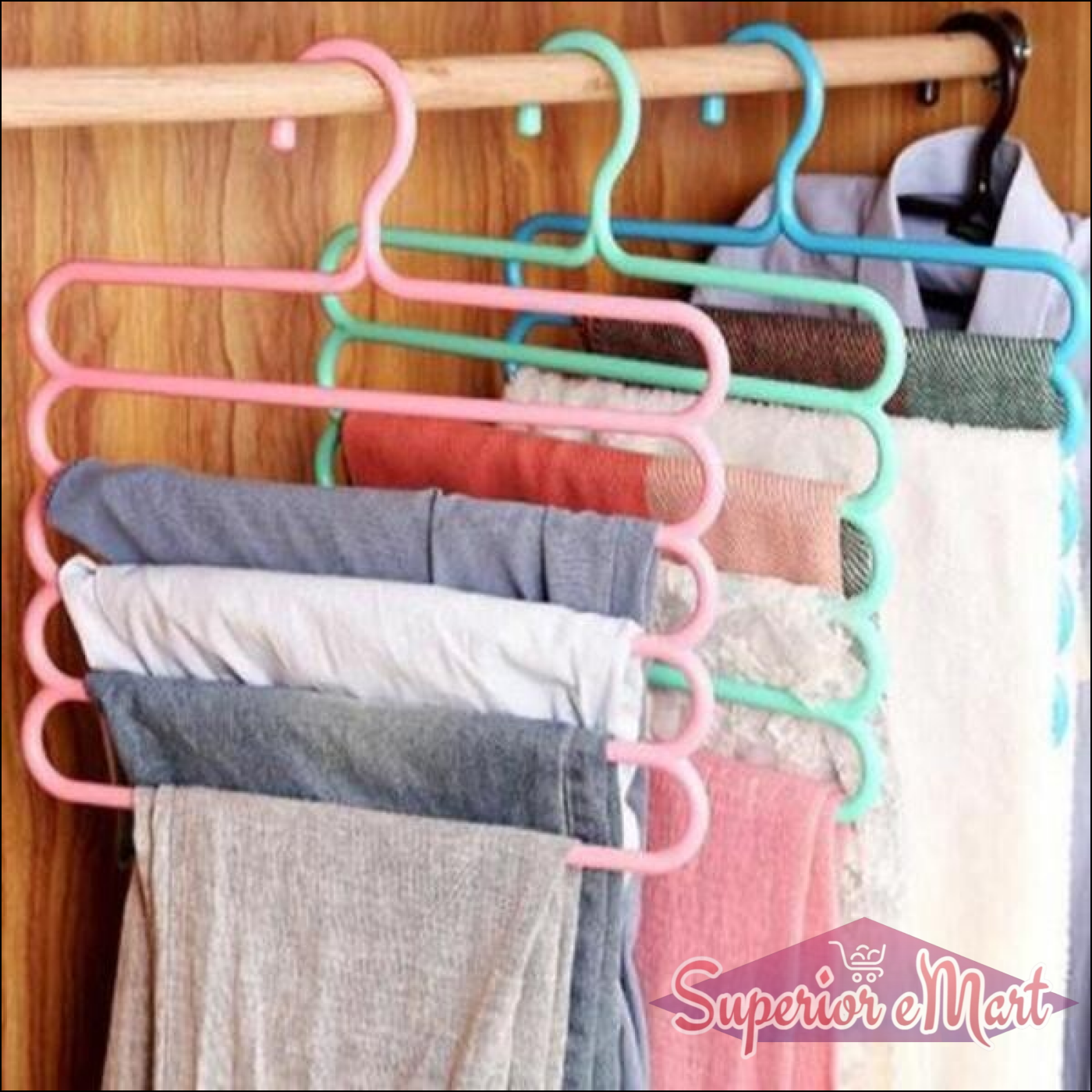 Clothing Organiser - 5 in 1 Multipurpose Hanger - Assorted - Superior eMart