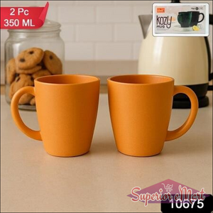 Ceramic coffee and tea mugs set in vibrant orange, perfect for enjoying beverages at home