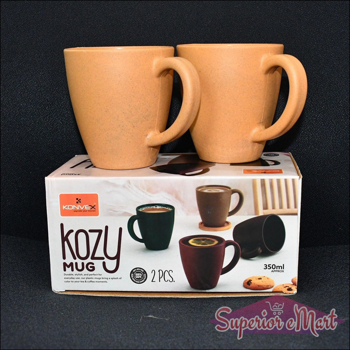 Set of two ceramic coffee and tea mugs with a 350ml capacity from Superior eMart