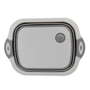 Collapsible cutting board with dish tub for easy food prep and washing in compact design