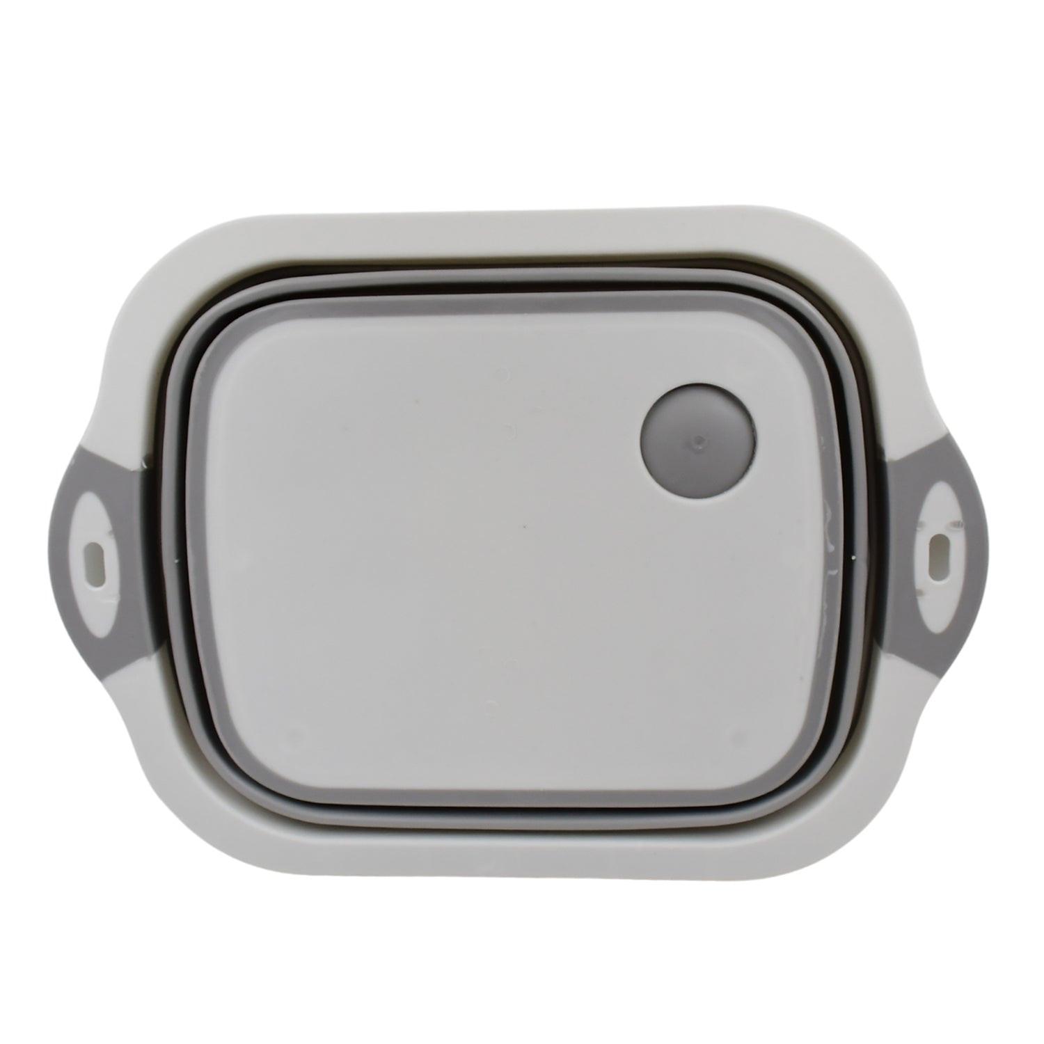 Collapsible cutting board with dish tub for easy food prep and washing in compact design