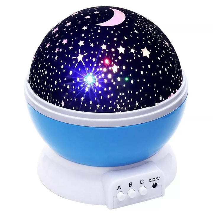 Color changing star projector lamp with a starry design and adjustable brightness for a soothing nighttime ambiance
