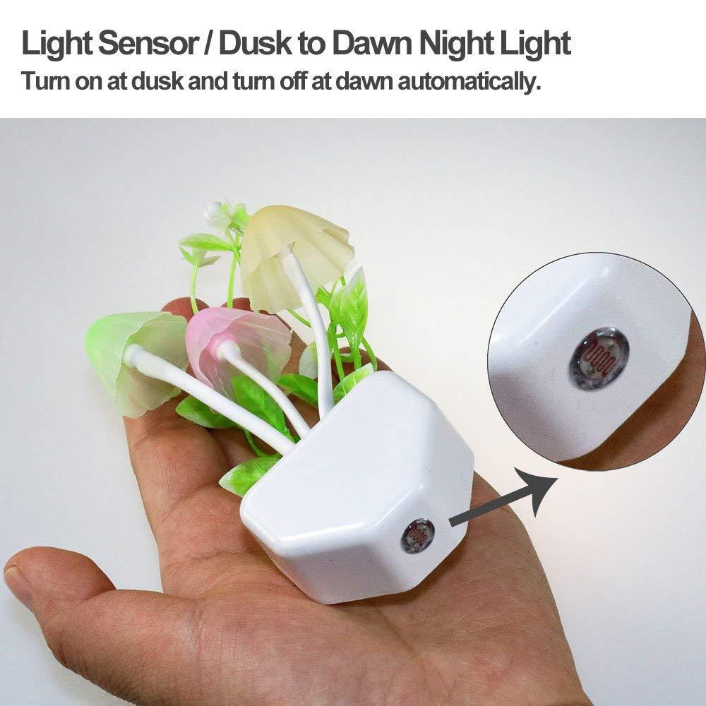 Colorful mushroom night light with light sensor for automatic dusk to dawn illumination