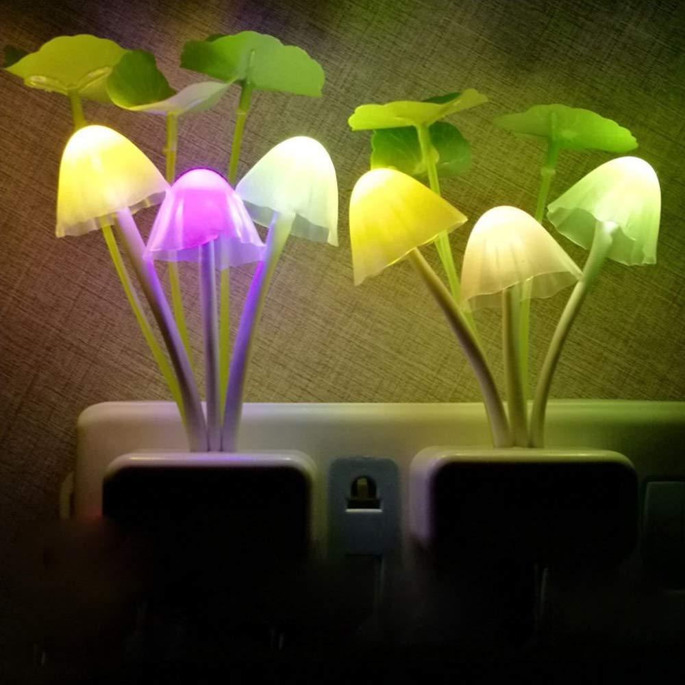 Colorful mushroom night light in various colors, perfect for adding a whimsical touch to any room