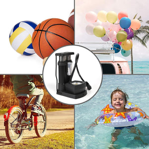 Compact foot pump for bikes with versatile use for sports balls and inflatables