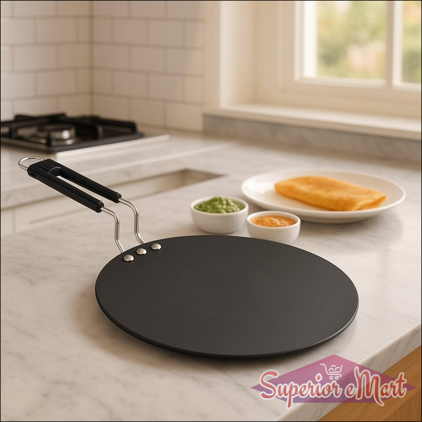 Compact Non-stick Flat Roti Tawa (9 Inch-1 Pc) - Superior eMart