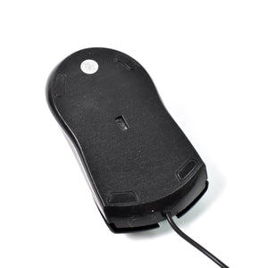 Bottom view of the X2 computer mouse featuring a sleek design and a wired connection