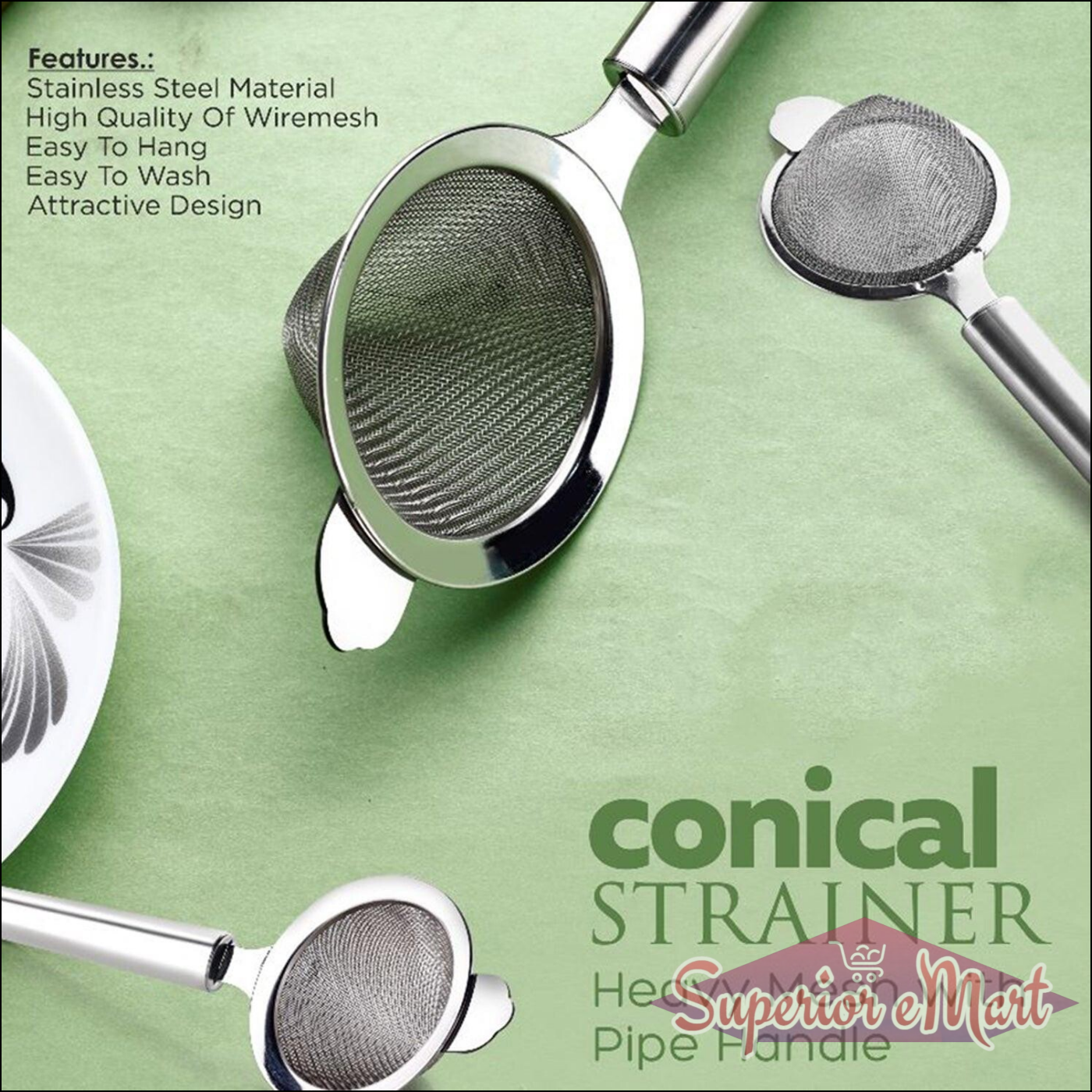 Conical Tea Strainer With Pipe Handle - Superior eMart